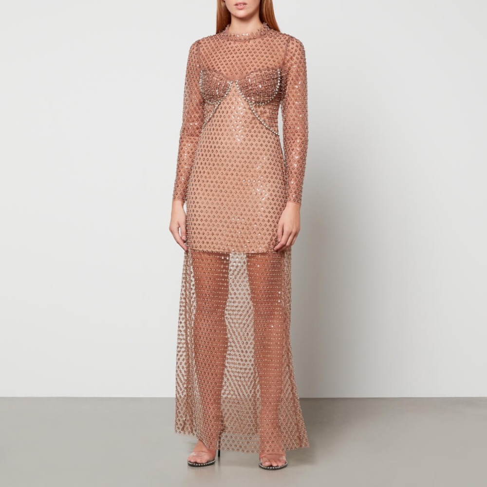 Self-Portrait Embellished Mesh Maxi Dress- TAGS ON. NEVER WORN.